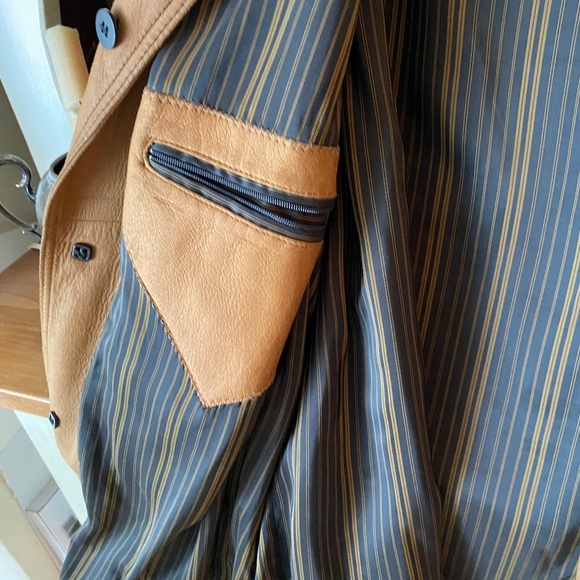 Men's Cuir Yvan Leather Cognac Shirt Jacket Size 46 - Picture 4 of 8